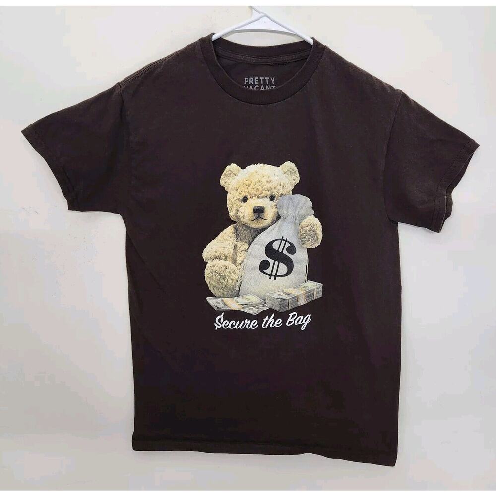 Pretty Vacant Brand Secure The Bag Teddy Bear T-shirt Adult Small Brown 1090